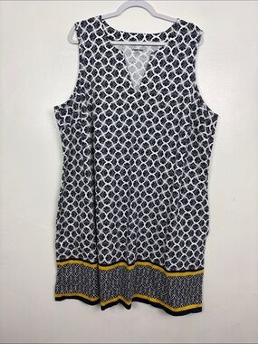 Lands’ End Women’s 2X V-Neck Sleeveless  Cotton Pockets Print Dress